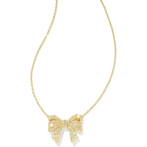 Kendra Scott Krista Bow Short Pendant Necklace, Fashion Jewelry for Women(GOLD – WHITE MIX)