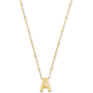 Kendra Scott Letters A-Z Pendant Necklace for Women, Fashion Jewelry, 14k Gold-Plated Brass(Letter A)