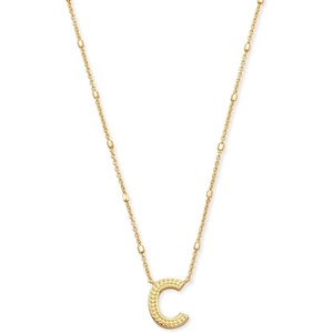 Kendra Scott Letters A-Z Pendant Necklace for Women, Fashion Jewelry, 14k Gold-Plated Brass(Letter C)