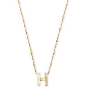 Kendra Scott Letters A-Z Pendant Necklace for Women, Fashion Jewelry, 14k Gold-Plated Brass(Letter H)