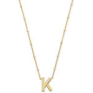 Kendra Scott Letters A-Z Pendant Necklace for Women, Fashion Jewelry, 14k Gold-Plated Brass(Letter K)