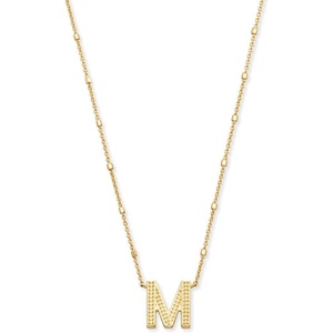 Kendra Scott Letters A-Z Pendant Necklace for Women, Fashion Jewelry, 14k Gold-Plated Brass(Letter M)