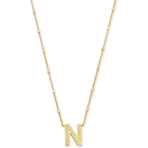 Kendra Scott Letters A-Z Pendant Necklace for Women, Fashion Jewelry, 14k Gold-Plated Brass(Letter N)