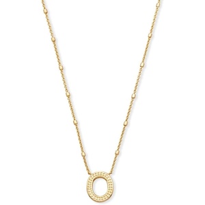 Kendra Scott Letters A-Z Pendant Necklace for Women, Fashion Jewelry, 14k Gold-Plated Brass(Letter O)