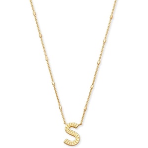 Kendra Scott Letters A-Z Pendant Necklace for Women, Fashion Jewelry, 14k Gold-Plated Brass(Letter S)