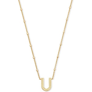 Kendra Scott Letters A-Z Pendant Necklace for Women, Fashion Jewelry, 14k Gold-Plated Brass(Letter U)