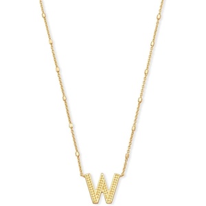 Kendra Scott Letters A-Z Pendant Necklace for Women, Fashion Jewelry, 14k Gold-Plated Brass(Letter W)