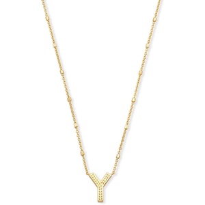 Kendra Scott Letters A-Z Pendant Necklace for Women, Fashion Jewelry, 14k Gold-Plated Brass(Letter Y)