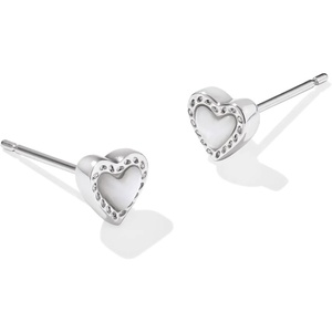 Kendra Scott Mini Ari Heart Stud Earring, Fashion Jewelry for Women(RHODIUM – IVORY MOTHER OF PEARL)