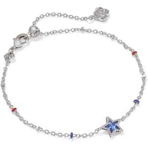 Kendra Scott Mini Cassidy Delicate Bracelet, Fashion Jewelry for Women(Rhodium – Cobalt Blue Illusion)