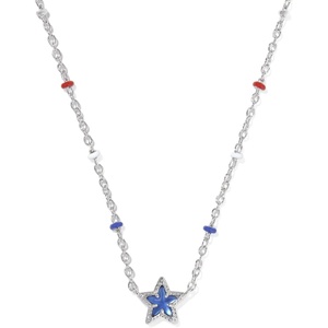 Kendra Scott Mini Cassidy Pendant Necklace, Fashion Jewelry for Women(Rhodium – Cobalt Blue Illusion)