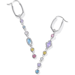 Kendra Scott Mini Elisa Abbie Huggie Earrings, Fashion Jewelry for Women(RHODIUM – MULTI MIX)