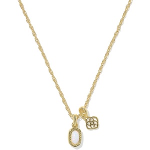 Kendra Scott Mini Elisa Dira Necklace, Fashion Jewelry for Women(Gold – Bright White Opal)