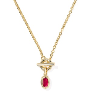 Kendra Scott Mini Elisa Toggle Short Pendant Necklace, Fashion Jewelry for Women(GOLD – CARMINE RED ILLUSION)