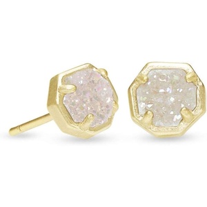 Kendra Scott Nola Stud Earrings for Women, Fashion Jewelry(GOLD – IRIDESCENT DRUSY)