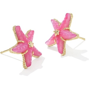 Kendra Scott Parker Starfish Stud Earring, Fashion Jewelry for Women(Gold – Bright Pink Mother of Pearl)