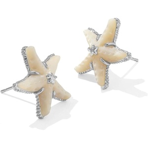 Kendra Scott Parker Starfish Stud Earring, Fashion Jewelry for Women(Rhodium – Mother of Pearl)