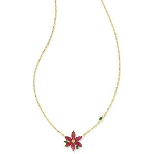 Kendra Scott Poinsettia Pendant Necklace, 14k Gold Plated Brass, Red Mix, Fashion Jewelry for Women
