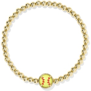 Kendra Scott Softball Stretch Bracelet, Fashion Jewelry for Women(GOLD-CHARTREUSE MAGNESITE)