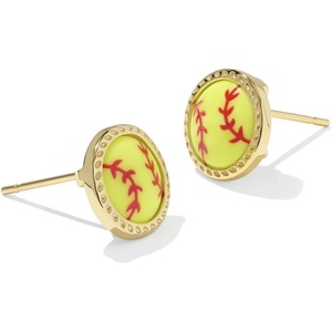Kendra Scott Softball Stud Earring, Fashion Jewelry for Women(GOLD-CHARTREUSE MAGNESITE)