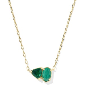 Kendra Scott Tatum Short Pendant Necklace, Fashion Jewelry for Women(GOLD – GREEN MIX)