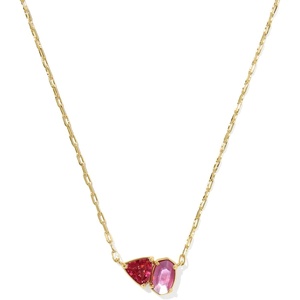 Kendra Scott Tatum Short Pendant Necklace, Fashion Jewelry for Women(GOLD – PINK MIX)
