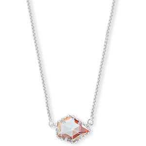 Kendra Scott Tess Pendant Necklace for Women, Fashion Jewelry(RHODIUM – IRIDESCENT DICHROIC GLASS)