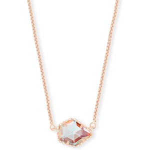Kendra Scott Tess Pendant Necklace for Women, Fashion Jewelry(ROSE GOLD-PLATED – IRIDESCENT DICHROIC GLASS)