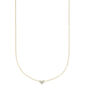 Kendra Scott White Diamond Heart Pendant Necklace in 14k Gold, Fine Jewelry for Women(14K YELLOW GOLD – CRYSTAL CLEAR DIAMOND)