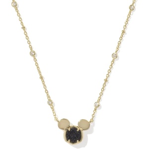Kendra Scott x Disney Mickey Mouse Short Pendant Necklace, Fashion Jewelry for Women(GOLD – BLACK DRUSY)