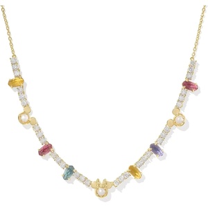 Kendra Scott x Disney Mickey Mouse and Minnie Mouse Tennis Necklace, Fashion Jewelry for Women(GOLD – MULTI MIX)