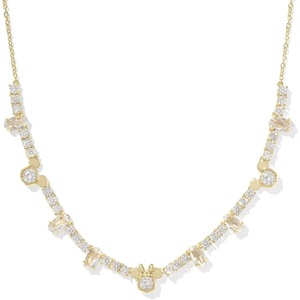 Kendra Scott x Disney Mickey Mouse and Minnie Mouse Tennis Necklace, Fashion Jewelry for Women(GOLD – WHITE CRYSTAL)
