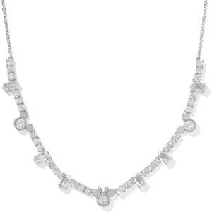 Kendra Scott x Disney Mickey Mouse and Minnie Mouse Tennis Necklace, Fashion Jewelry for Women(RHODIUM – WHITE CRYSTAL)