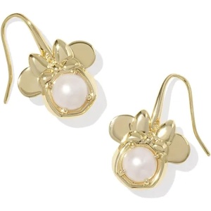 Kendra Scott x Disney Minnie Mouse Drop Earrings, Fashion Jewelry for Women(GOLD – WHITE PEARL)